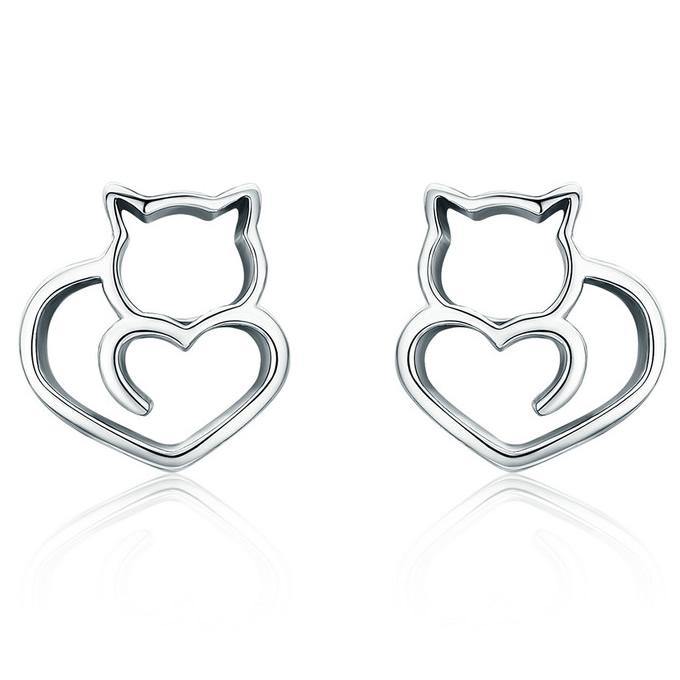 Adorable Cat 925 Sterling Silver Earrings - Aisllin Jewelry