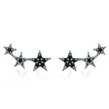 Black Secrets Of Stars 925 Sterling Silver Earrings - Aisllin Jewelry