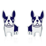 Lovely Blue Dog 925 Sterling Silver Earrings