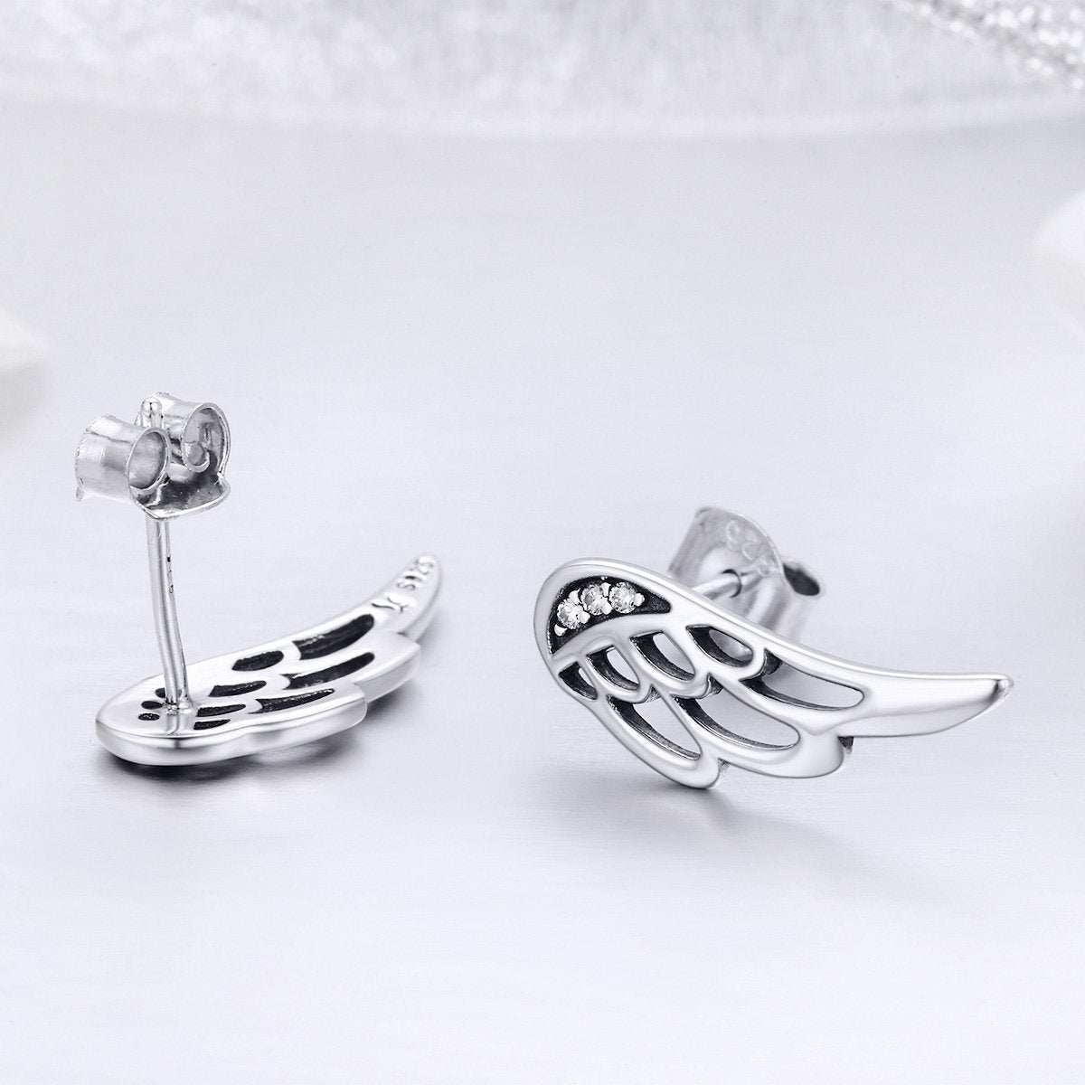 Lovely Angel Wings 925 Sterling Silver Earrings - Aisllin Jewelry