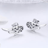 Lovely Angel Wings 925 Sterling Silver Earrings - Aisllin Jewelry