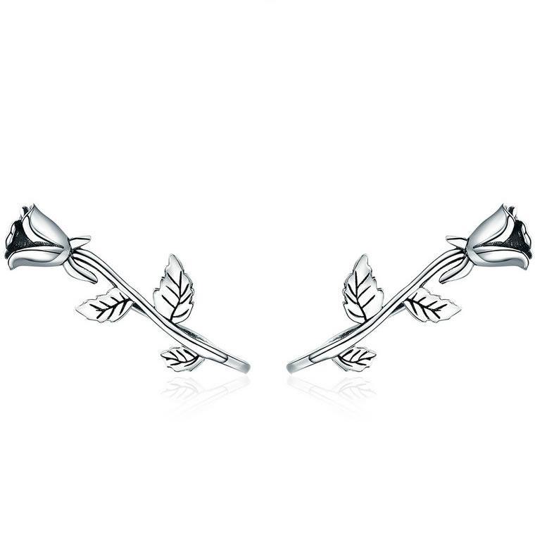 The Rose Love 925 Sterling Silver Earrings - Aisllin Jewelry
