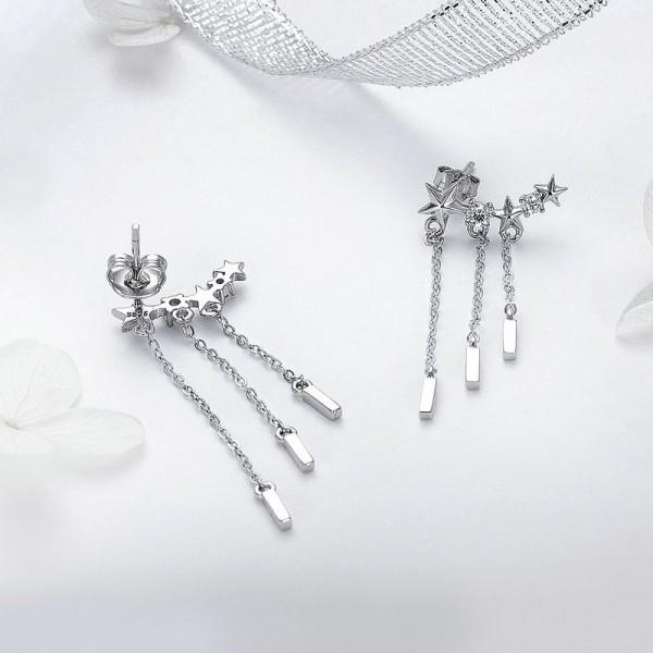 Luxury Falling Stars 925 Sterling Silver Earrings - Aisllin Jewelry