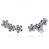 Three Contracted Daisy 925 Sterling Silver Earrings - Aisllin Jewelry