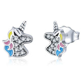 Unicorn Memory 925 Sterling Silver Earrings - Aisllin Jewelry