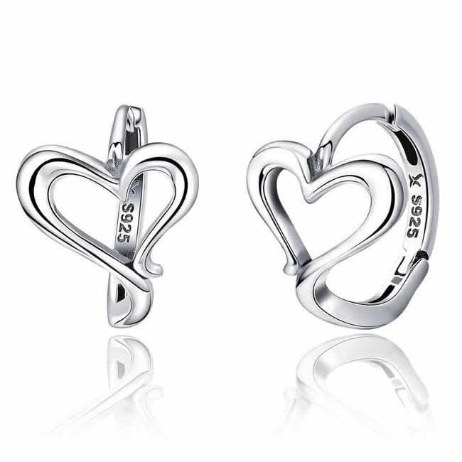 Love Shape 925 Sterling Silver Earrings - Aisllin Jewelry