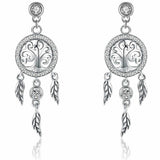 Life Tree Dreamcatcher 925 Sterling Silver Earrings - Aisllin Jewelry