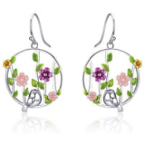 Birds Blooms 925 Sterling Silver Earrings - Aisllin Jewelry