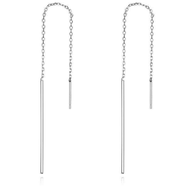 Elegant Line 925 Sterling Silver Earrings - Aisllin Jewelry
