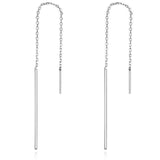 Elegant Line 925 Sterling Silver Earrings - Aisllin Jewelry