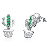 Cactus Time 925 Sterling Silver Earrings - Aisllin Jewelry
