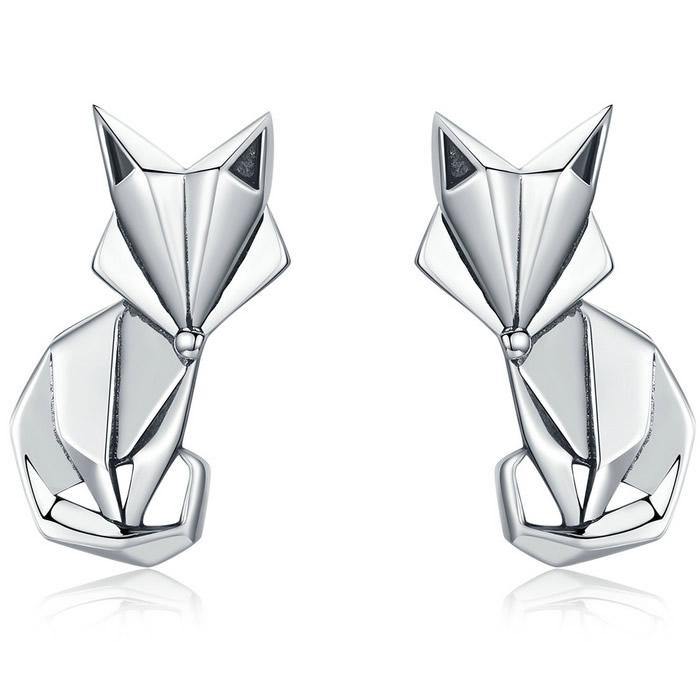 Folding Fox 925 Sterling Silver Earrings - Aisllin Jewelry