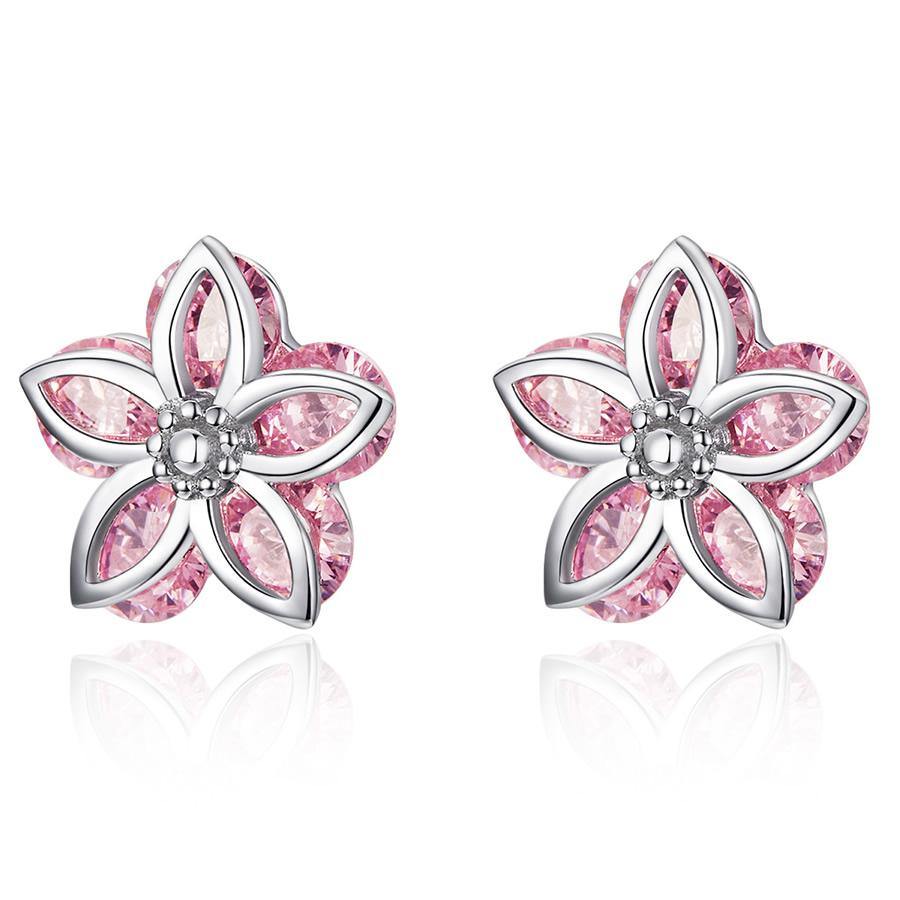 Romantic Sakura 925 Sterling Silver Earrings - Aisllin Jewelry