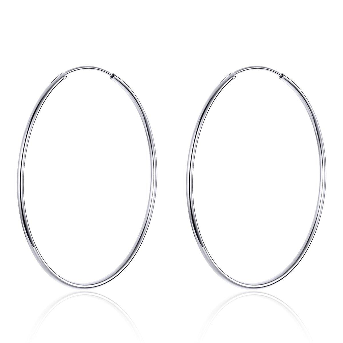 Simple Circle 925 Sterling Silver Earrings - Aisllin Jewelry