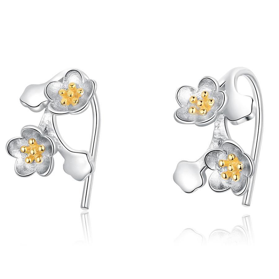 Footprint Sakura 925 Sterling Silver Earrings - Aisllin Jewelry
