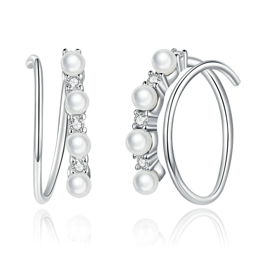 Simple Pearls 925 Sterling Silver Earrings - Aisllin Jewelry