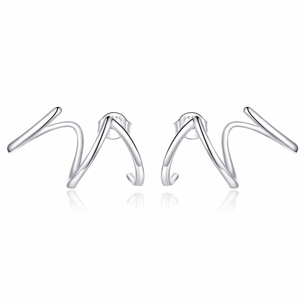 Simple Lines 925 Sterling Silver Earrings - Aisllin Jewelry