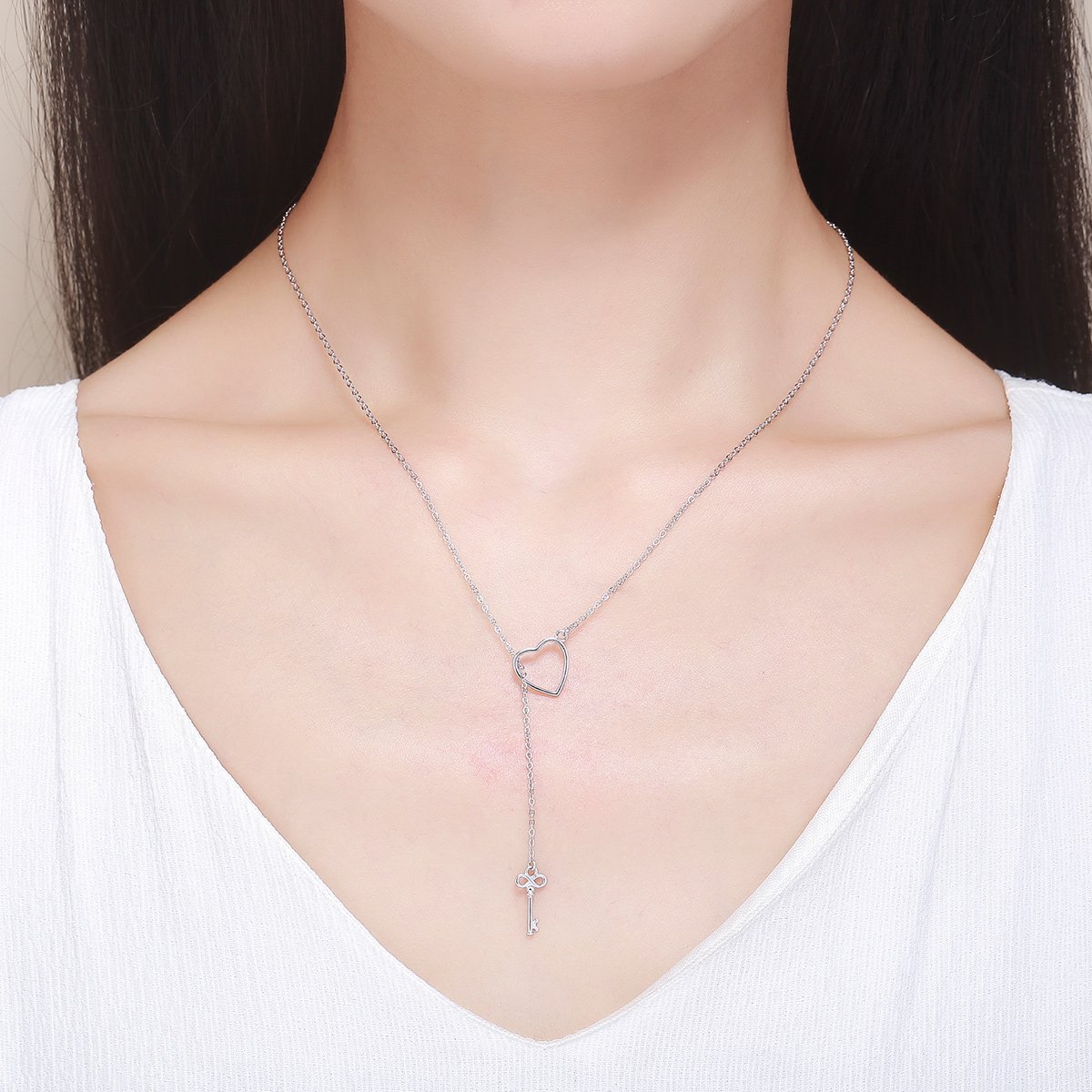 Sweet Key Of Heart 925 Sterling Silver Necklace - Aisllin Jewelry