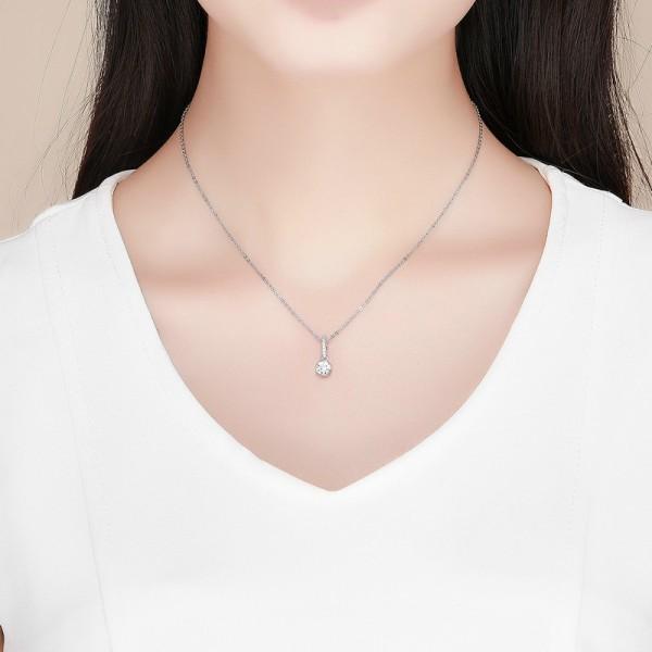 Simple Geometric Round 925 Sterling Silver Necklace - Aisllin Jewelry