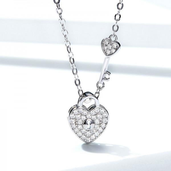 The Heart Lock And Key 925 Sterling Silver Necklace - Aisllin Jewelry