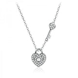 The Heart Lock And Key 925 Sterling Silver Necklace - Aisllin Jewelry