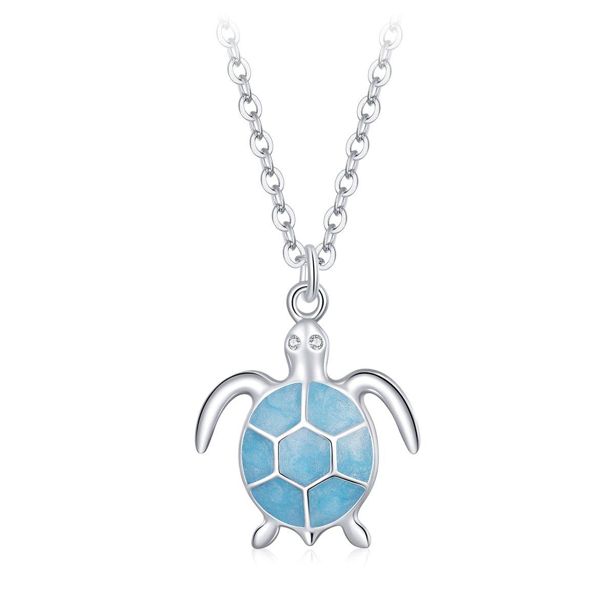 Blue Turtle 925 Sterling Silver Necklace - Aisllin Jewelry