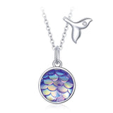 Purple Mermaid Tail 925 Sterling Silver Necklace - Aisllin Jewelry