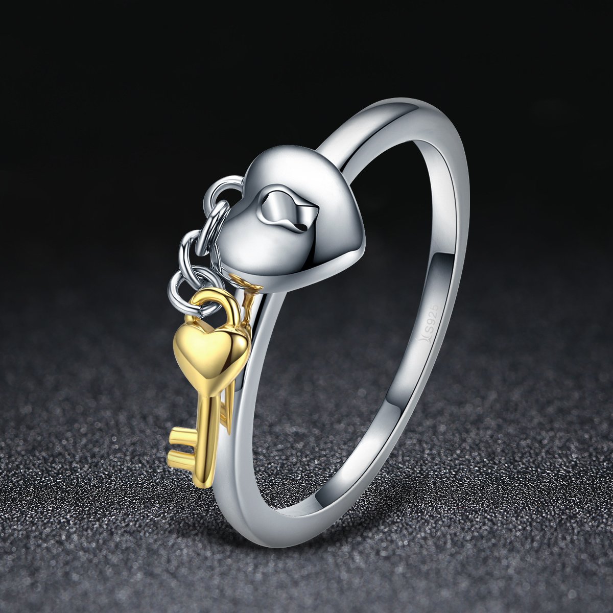 Elegant Heart Lock 925 Sterling Silver Ring - Aisllin Jewelry