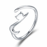 Fine Sticky Cat 925 Sterling Silver Ring - Aisllin Jewelry