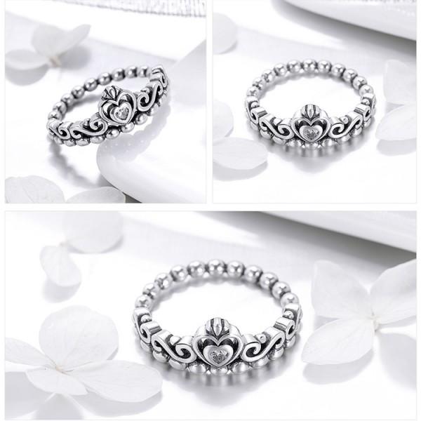 Elegant Princess Crown 925 Sterling Silver Ring - Aisllin Jewelry