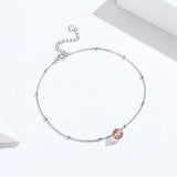 Strawberry Quartz Sterling Silver Anklet - Aisllin Jewelry