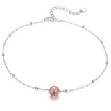 Strawberry Quartz Sterling Silver Anklet - Aisllin Jewelry