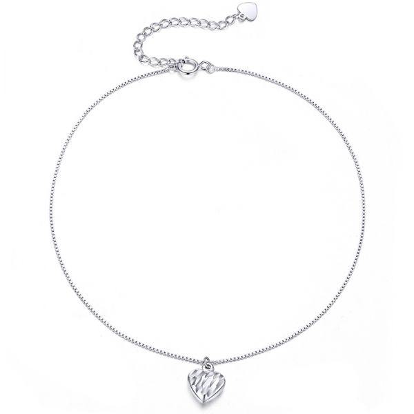 Beautiful Heart Sterling Silver Anklet - Aisllin Jewelry