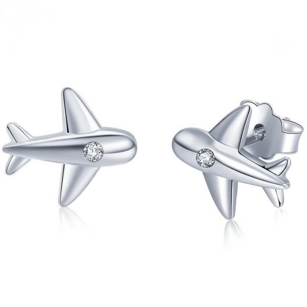Fine Tiny Airplane 925 Sterling Silver Earrings - Aisllin Jewelry