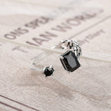 Black Tear 925 Sterling Silver Ajustable Ring - Aisllin Jewelry
