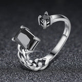 Black Tear 925 Sterling Silver Ajustable Ring - Aisllin Jewelry