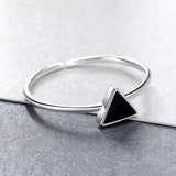Elegant Black Triangle 925 Sterling Silver Ajustable Ring - Aisllin Jewelry